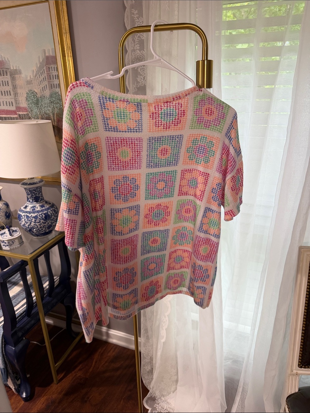 Pastel Floral Grid Short Sleeve Tee by Haptics - Multicolor - Picture 4 of 4